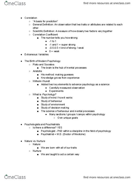 PSYC 102 Lecture Notes - Lecture 4: Wilhelm Wundt thumbnail