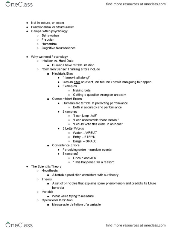 PSYC 102 Lecture Notes - Lecture 3: Operational Definition, Behaviorism thumbnail