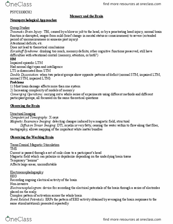 PSYC 3330 Chapter Notes - Chapter 2: Habituation, Tractography, Twin Study thumbnail