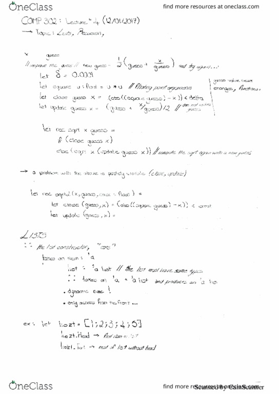 COMP 302 Lecture 4: Lecture 4 - Lists and Recursion thumbnail