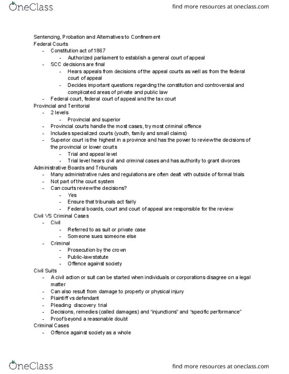 Sociology 2205A/B Lecture Notes - Lecture 3: Private Case, Mental Health Court, Juvenile Court thumbnail