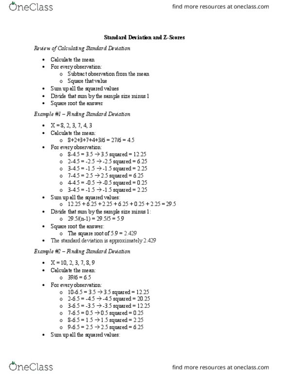 SOAN 2120 Lecture Notes - Lecture 4: Square Root, Standard Deviation, Statistical Significance thumbnail