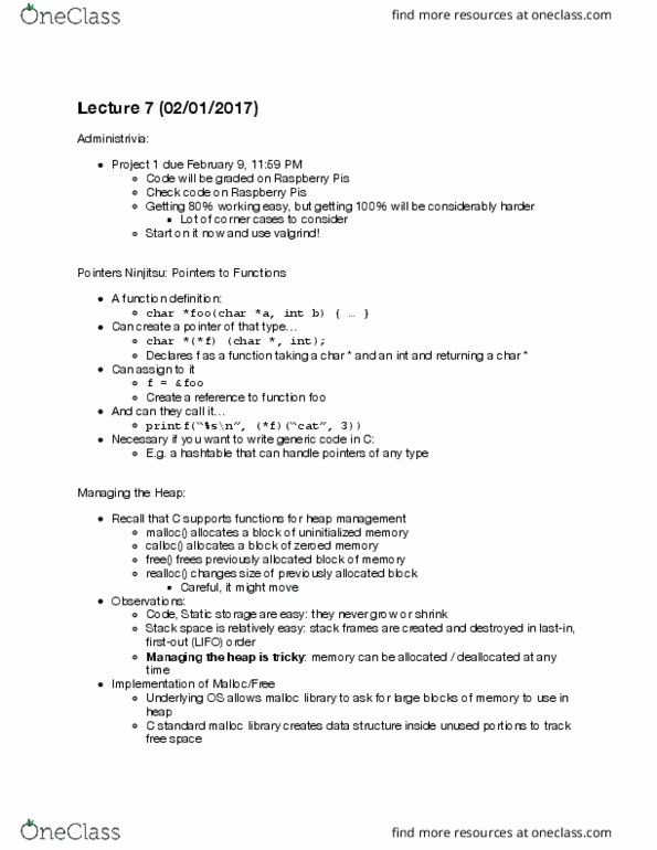 COMPSCI 61C Lecture Notes - Lecture 7: Valgrind, Linked List, Uninitialized Variable thumbnail