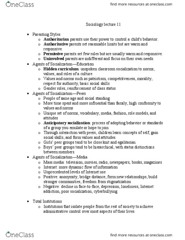 SOCA 101 Lecture Notes - Lecture 11: Internet Addiction Disorder, Ethnomethodology, Impression Management thumbnail