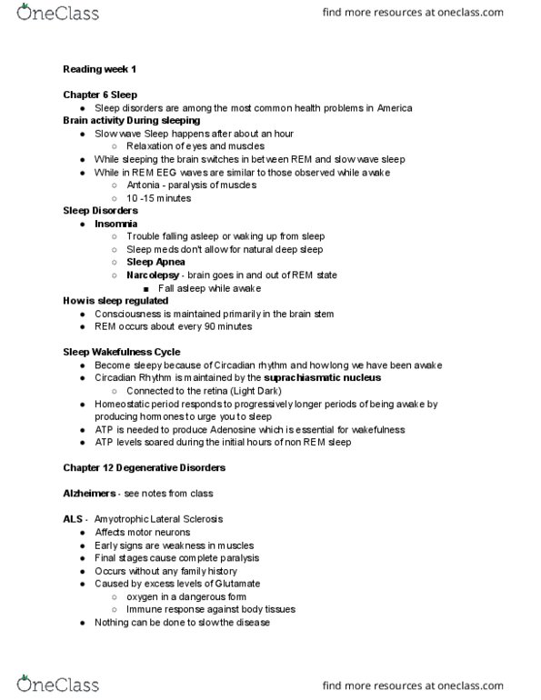 COGS 1 Lecture Notes - Lecture 2: Brainstem, Huntingtin, Amyotrophic Lateral Sclerosis thumbnail