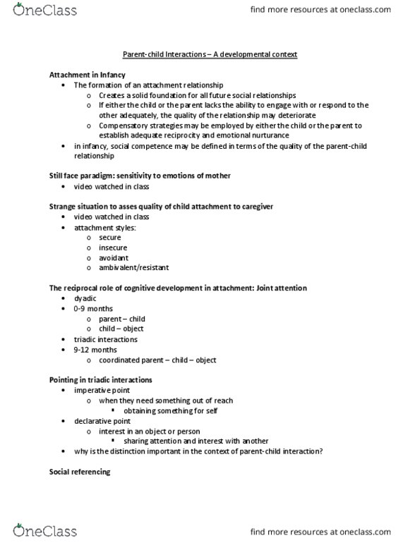 PSYC 391 Lecture Notes - Lecture 5: Hypotonia, Joint Attention, Etiology thumbnail