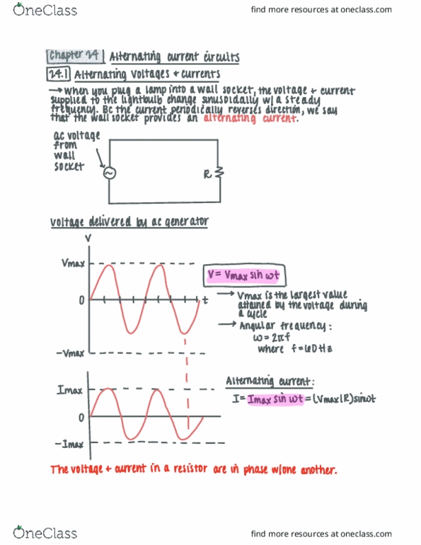 PHYS 115 Lecture Notes - Lecture 15: Alternating Current, Angular Frequency thumbnail