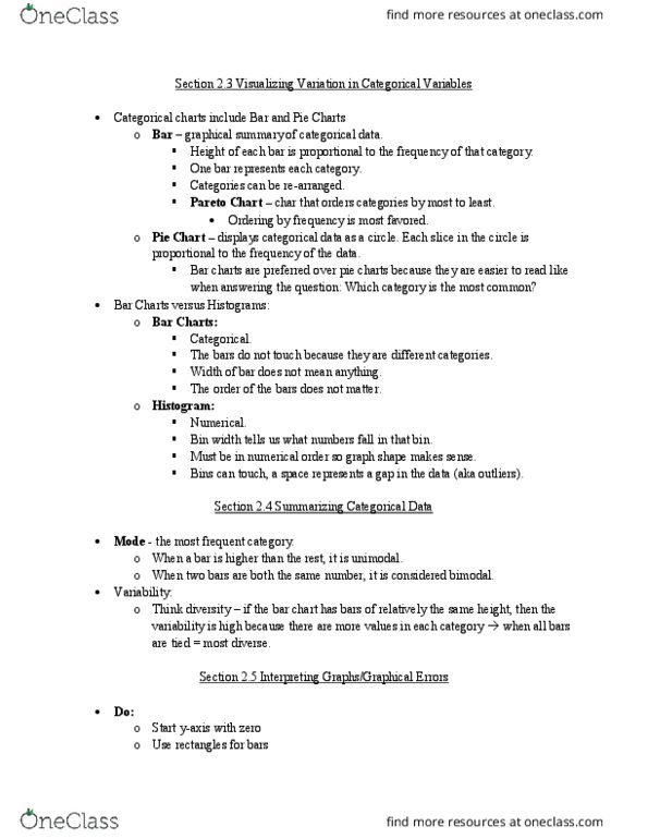 MATH 1150 Lecture Notes - Lecture 5: Unimodality, Bar Chart, Categorical Variable thumbnail