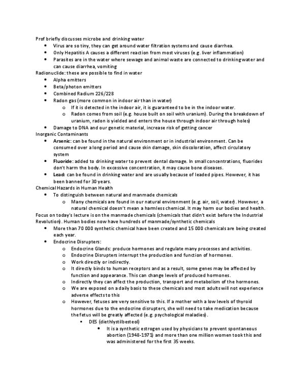 NRSC 221 Lecture Notes - Endocrine Disruptor, Radon, Hepatitis thumbnail
