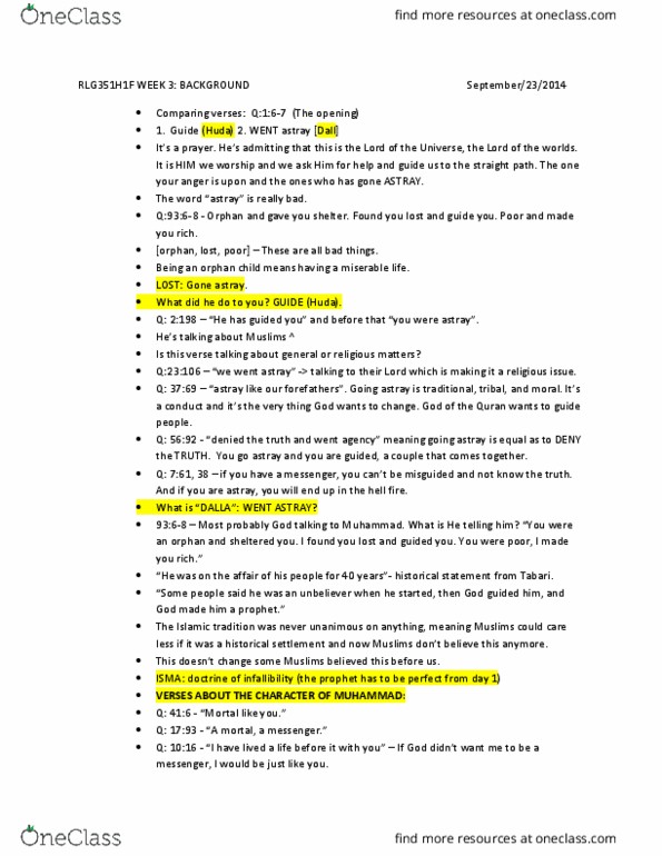 RLG351H1 Lecture Notes - Lecture 3: Quraysh, Tawaf, Pay-As-You-Earn Tax thumbnail