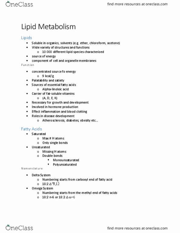 NUTR 3210 Lecture Notes - Lecture 10: Canola, Organelle, Chloroform thumbnail