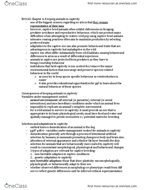 BIOC62H3 Chapter Notes - Chapter 4: Eustress, Food Presentation, Sociobiology thumbnail