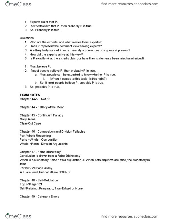 PHIL 105 Lecture Notes - Lecture 21: Fallacy, Begging, False Dilemma thumbnail