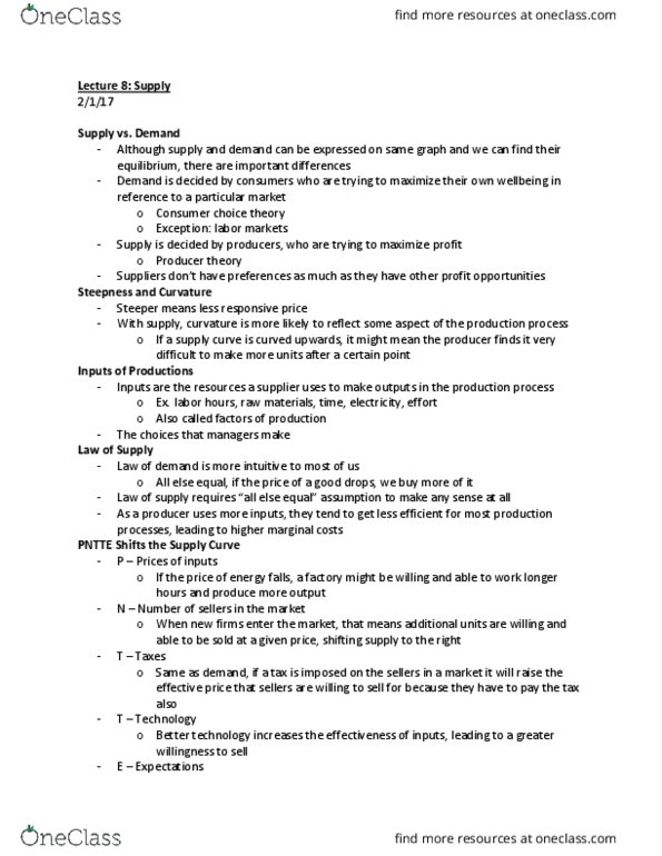 ECON 2010 Lecture Notes - Lecture 8: Equilibrium Point, Consumer Choice, Marginal Utility thumbnail