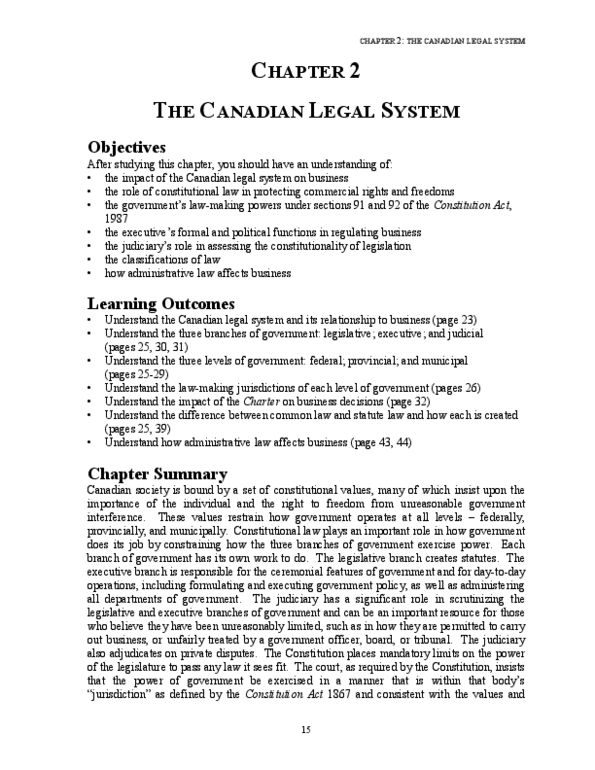 Management and Organizational Studies 2275A/B Chapter Notes - Chapter 2: Substantive Law, Small Claims Court, Procedural Law thumbnail