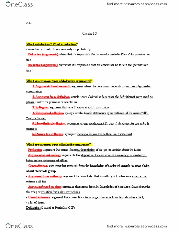 PHILOS 7 Lecture Notes - Lecture 2: Deductive Reasoning, Disjunctive Syllogism, Causal Inference thumbnail