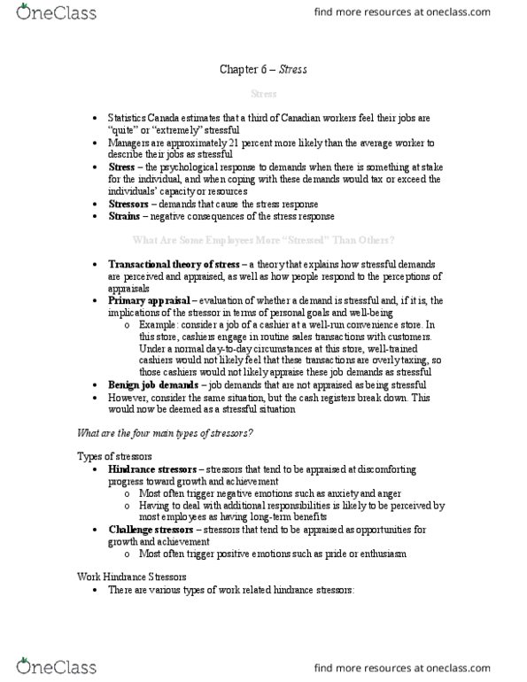 Management and Organizational Studies 2181A/B Chapter Notes - Chapter 6: Gastrointestinal Tract, Job Performance, National Post thumbnail
