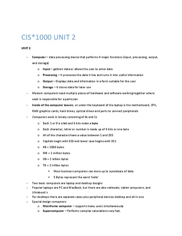 CIS 1000 Chapter Notes - Chapter 2: Sleep Mode, Peripheral, Ieee 1394 thumbnail