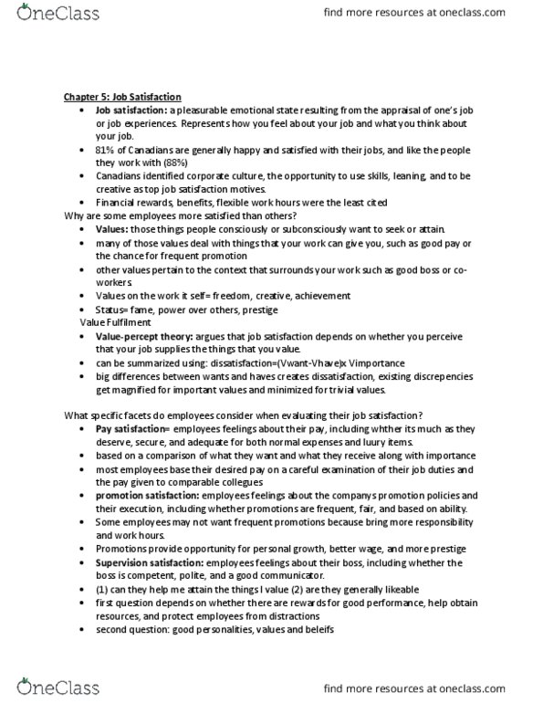 Management and Organizational Studies 2181A/B Lecture Notes - Lecture 5: Job Enrichment, Emotional Contagion, Job Performance thumbnail