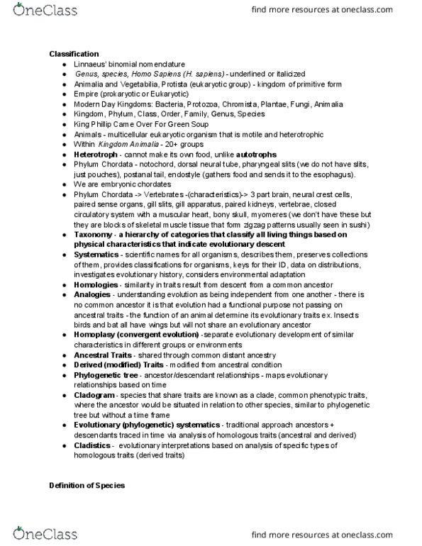 ARCL 140 Lecture Notes - Lecture 9: Allopatric Speciation, Neural Crest, Genetic Drift thumbnail