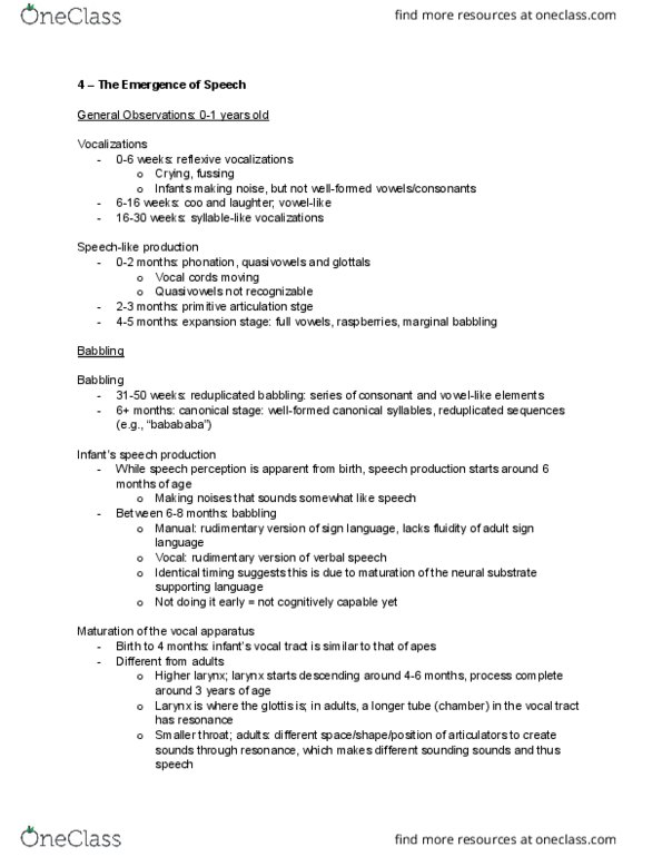 JLP315H1 Lecture Notes - Lecture 4: Chief Operating Officer, Vocal Tract, Speech Perception thumbnail