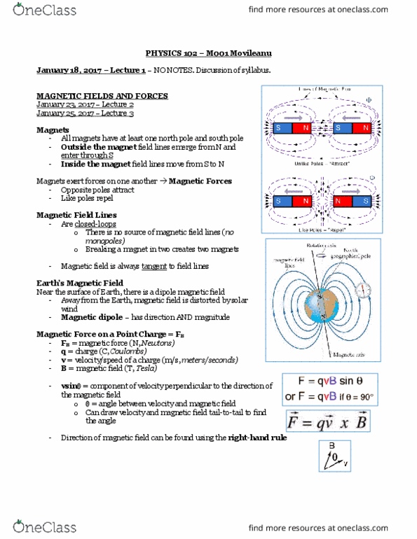 PHY 102 Lecture Notes - Lecture 1: Solar Wind, Magnetic Dipole thumbnail