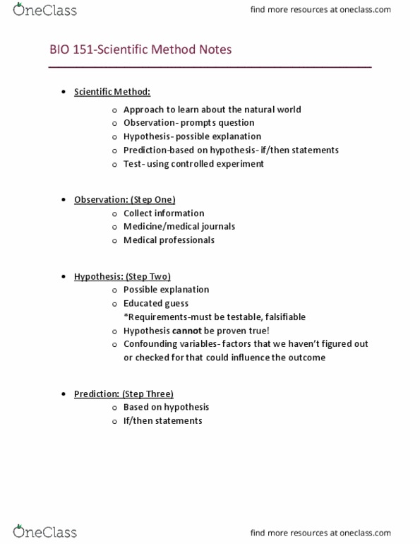 BIO 151 Lecture Notes - Lecture 3: Statistical Significance, Scientific Control, Confounding thumbnail