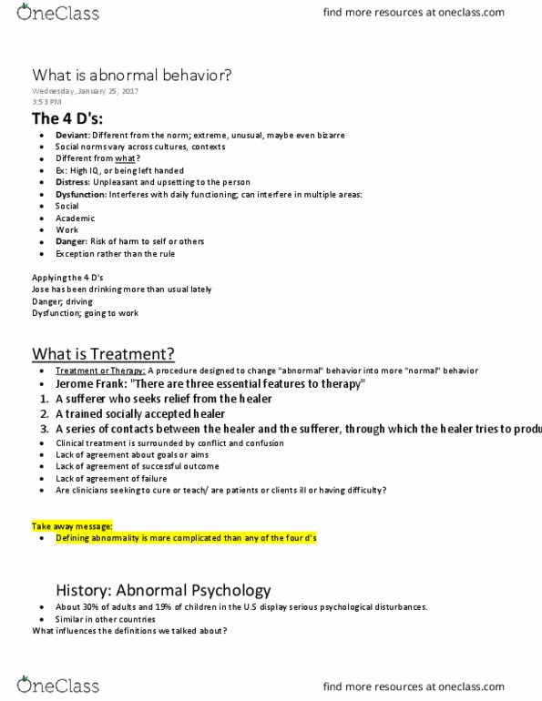 PSYCH 215 Lecture Notes - Lecture 2: General Paresis Of The Insane, Johann Weyer, Hypnosis thumbnail