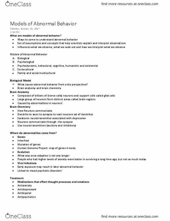 PSYCH 215 Lecture Notes - Lecture 4: Electroconvulsive Therapy, Psychosurgery, Neuroglia thumbnail