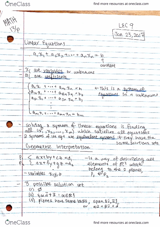 MATH136 Lecture Notes - Lecture 9: Solution Set thumbnail