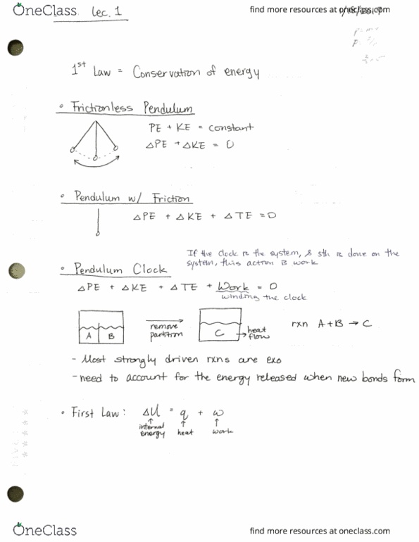 CHEM 116 Lecture Notes - Lecture 1: Process Function, K One, Isolated System thumbnail