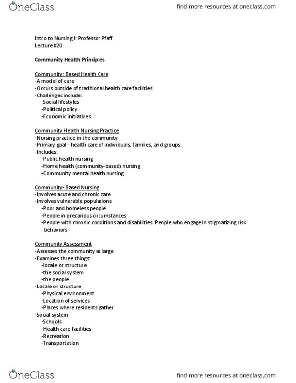 NURS 1710 Lecture Notes - Lecture 20: Age Of Enlightenment, Social System, Public Health Nursing thumbnail