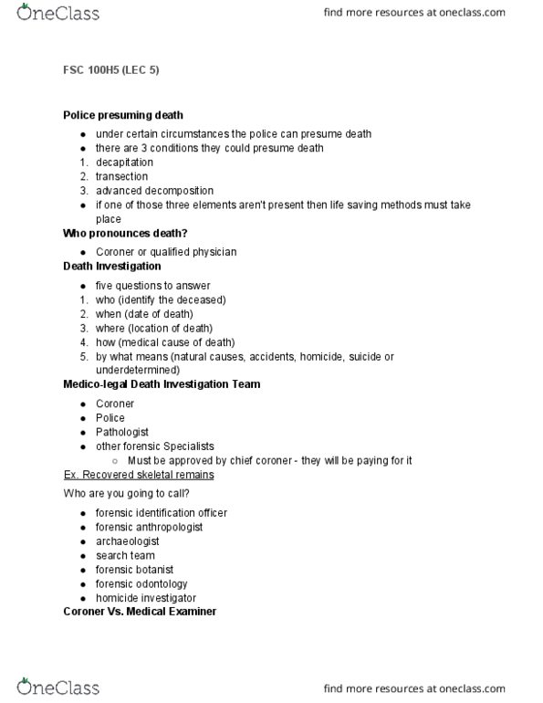 FSC100H5 Chapter Notes - Chapter 5-6: Forensic Dentistry, Forensic Identification, Blunt Trauma thumbnail