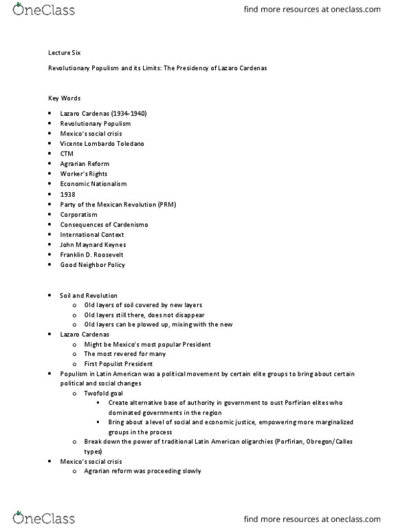 HILA 132 Lecture Notes - Lecture 6: Economic Nationalism, Esure, Plan Of Ayala thumbnail