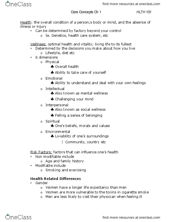 HLTH101 Chapter Notes - Chapter 1: Sickle-Cell Disease thumbnail