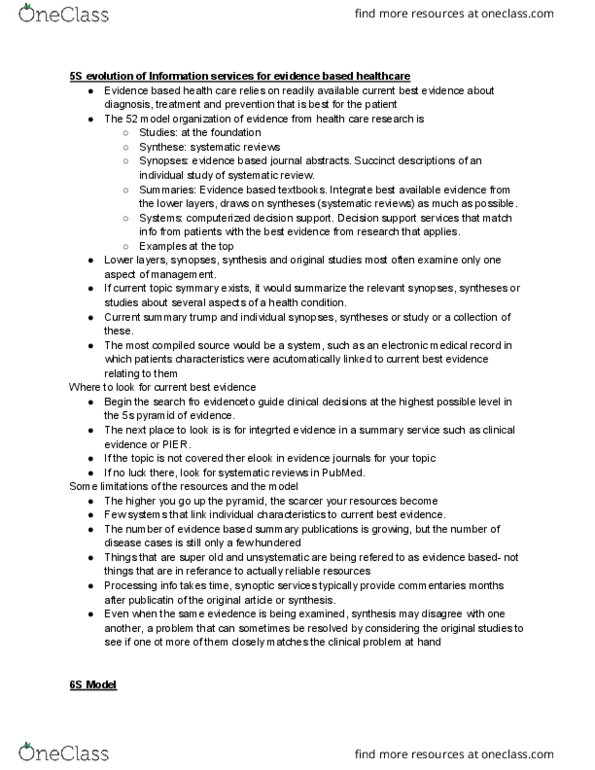 NURSING 1G03 Lecture Notes - Lecture 3: Electronic Health Record, Cochrane Library, Systematic Review thumbnail