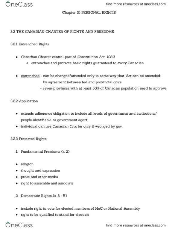 COMM 315 Chapter Notes - Chapter 3: Canadian Charter Of Rights And Freedoms, Quebec Charter Of Human Rights And Freedoms, Sunset Provision thumbnail
