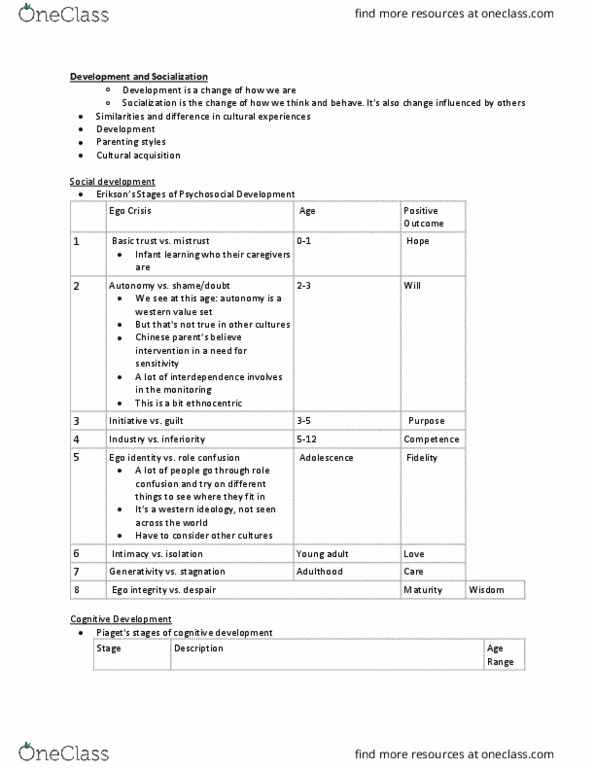 PSYC14H3 Lecture Notes - Lecture 3: Parenting Styles, Metacognition, Social Change thumbnail