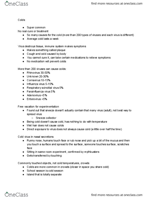 BPS 1101 Lecture Notes - Lecture 5: Rhinorrhea, Orthomyxoviridae, Decongestant thumbnail