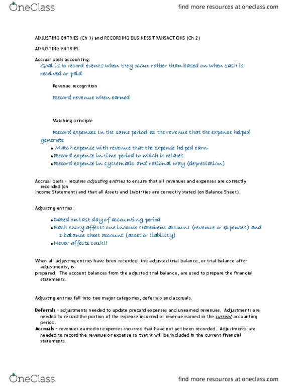 ACCT 209 Lecture Notes - Lecture 3: Deferral, General Ledger, Trial Balance thumbnail