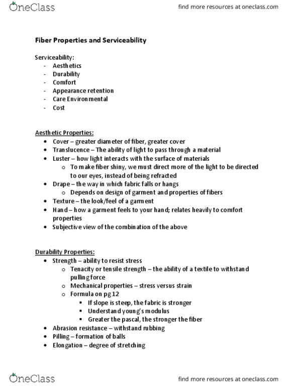 TXMI 3500 Lecture Notes - Lecture 5: Ultimate Tensile Strength, Hygroscopy, Electrical Resistivity And Conductivity thumbnail