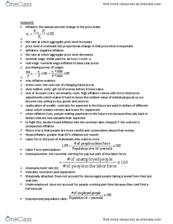 ECON 102 Lecture Notes - Lecture 9: Price Level, Menu Cost, Real Wages thumbnail