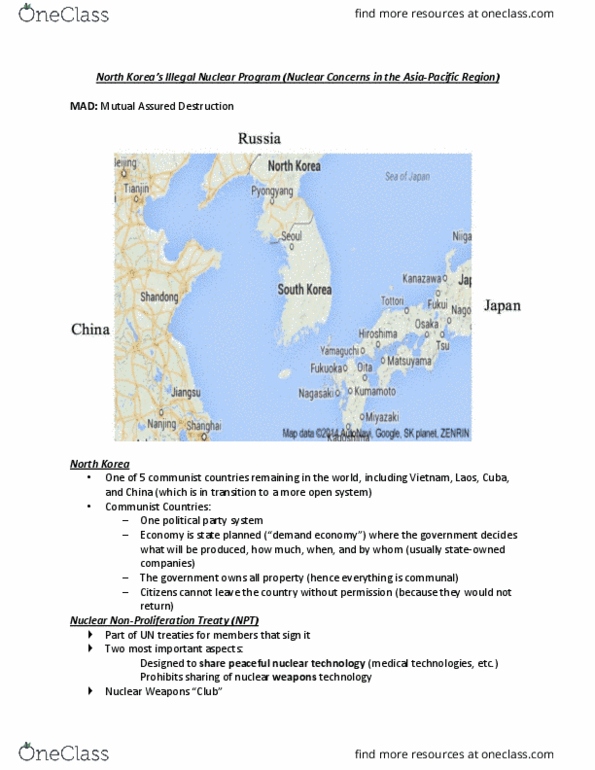 GMS 400 Lecture Notes - Lecture 1: International Atomic Energy Agency, Kim Il-Sung, Mutual Assured Destruction thumbnail