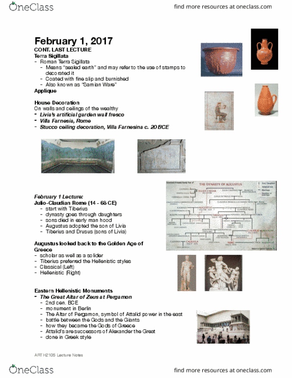 ARTH 2105 Lecture Notes - Lecture 8: Villa Farnesina, Livias, Attalid Dynasty thumbnail