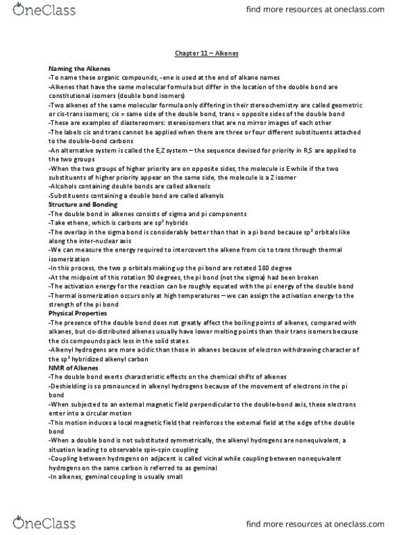 CHEM 0310 Lecture Notes - Lecture 11: Sigma Bond, Pi Bond, Carbon-13 Nuclear Magnetic Resonance thumbnail