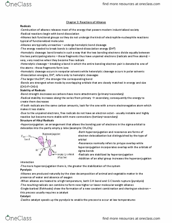 CHEM 0310 Lecture Notes - Lecture 3: Hyperconjugation, Pyrolysis, Zeolite thumbnail