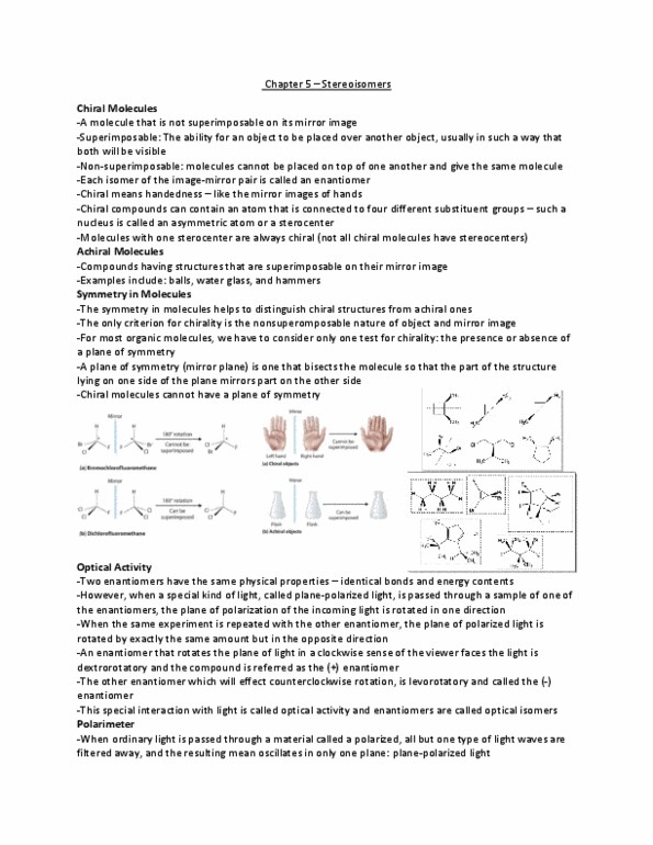 CHEM 0310 Lecture Notes - Lecture 5: Racemic Mixture, Polarimeter, Racemization thumbnail