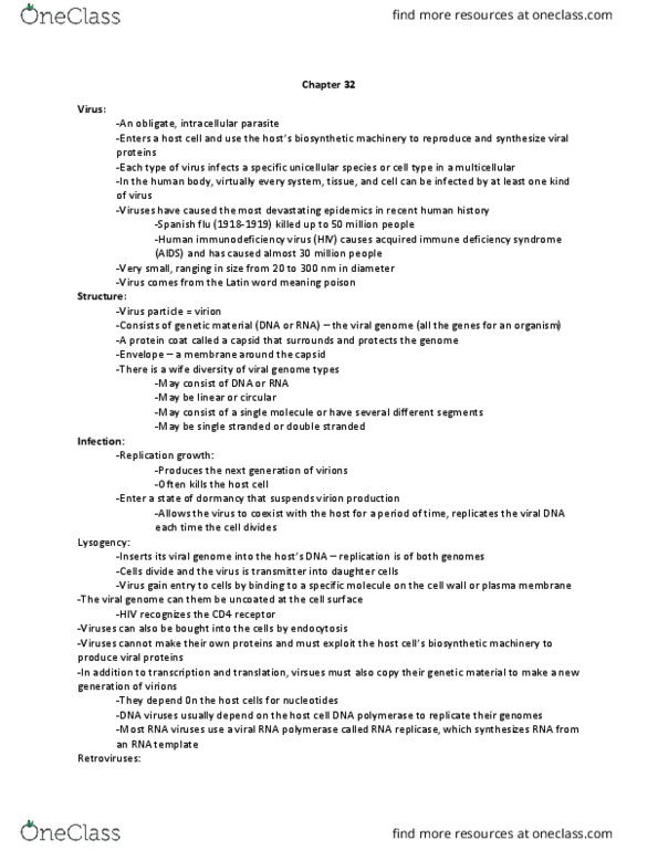 BIOSC 0100 Lecture Notes - Lecture 1: Aids, Hiv, 1918 Flu Pandemic thumbnail