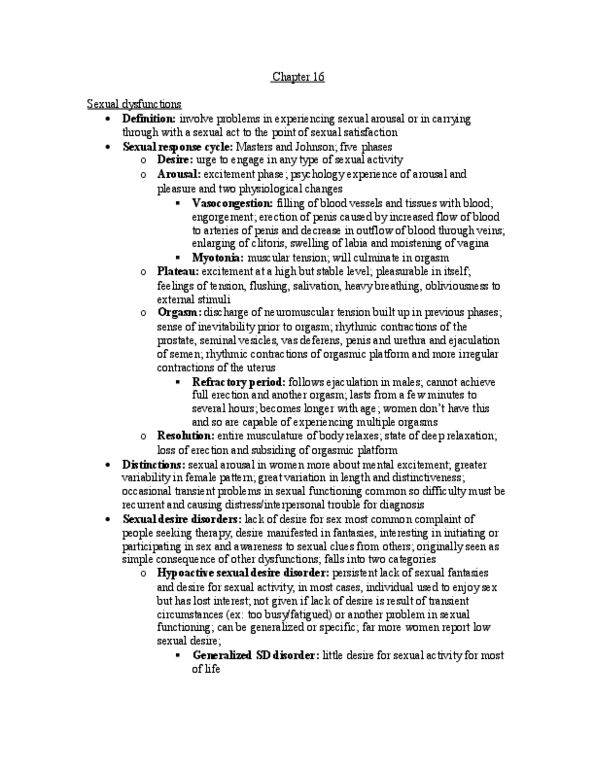 PSY100H1 Chapter Notes - Chapter 16: Female Sexual Arousal Disorder, Hypoactive Sexual Desire Disorder, Vaginal Lubrication thumbnail