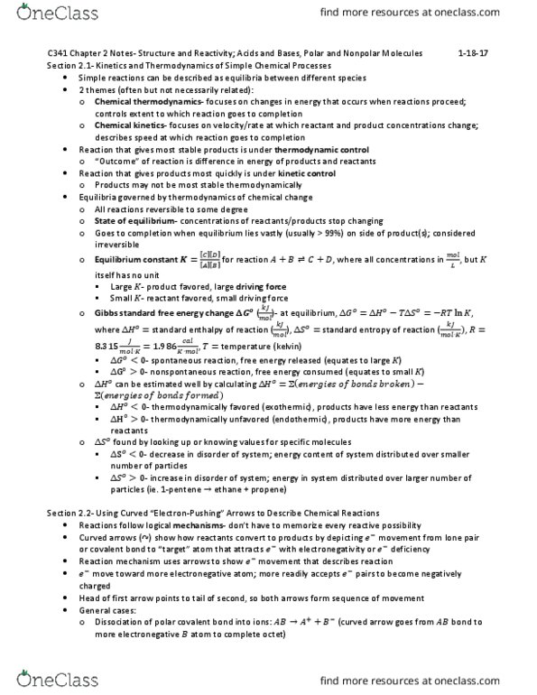 CHEM-C 341 Chapter 2: C341 Ch. 2 Notes (Jan. 18) thumbnail